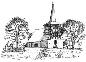Kirche-Mönchow Usedom, Zeichnung Clemens Kolkwitz